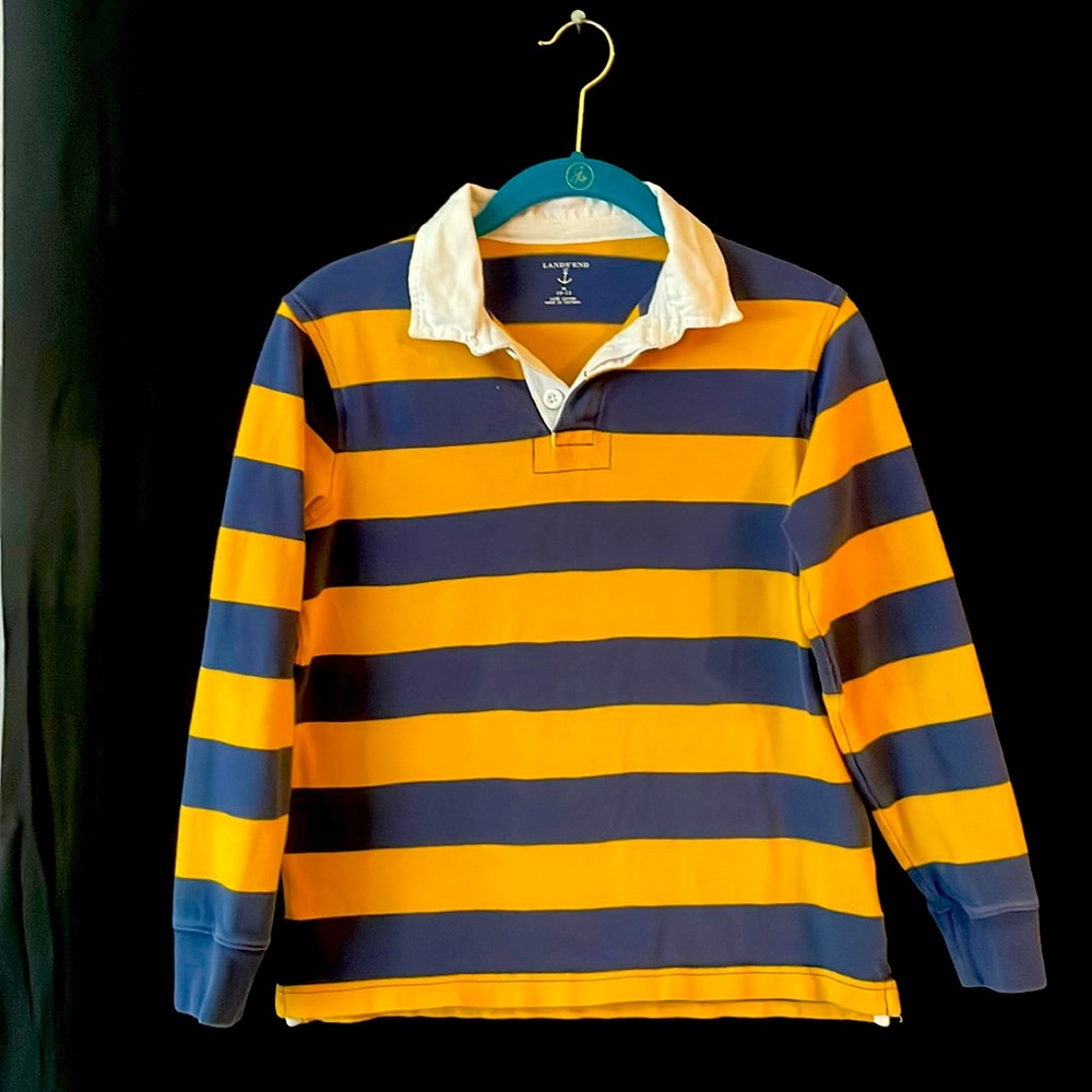 Striped White collared long sleeve shirt